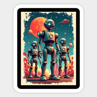 Retro Robot Revival: Vintage Visions of the Future Sticker